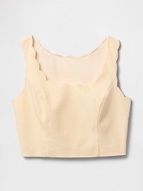 Linen-Blend Scalloped Cropped Top