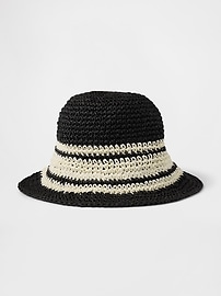 View large product image 1 of 1. Striped Straw Bucket Hat
