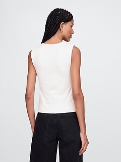 CloseKnit Jersey Square-Neck Top - White - View 18