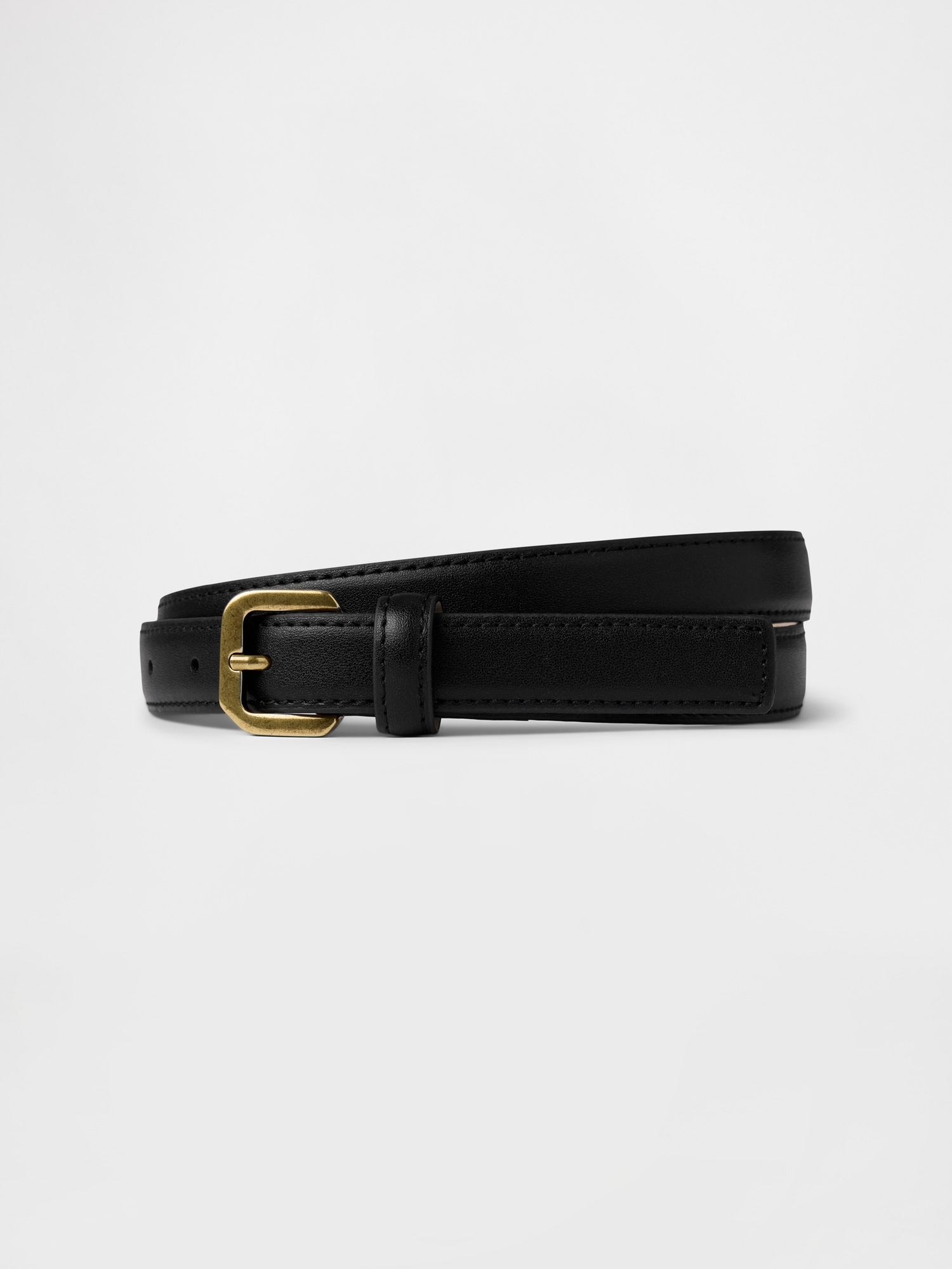 Женский ремень Gap Slim Vegan Leather Belt, цвет: Чёрный