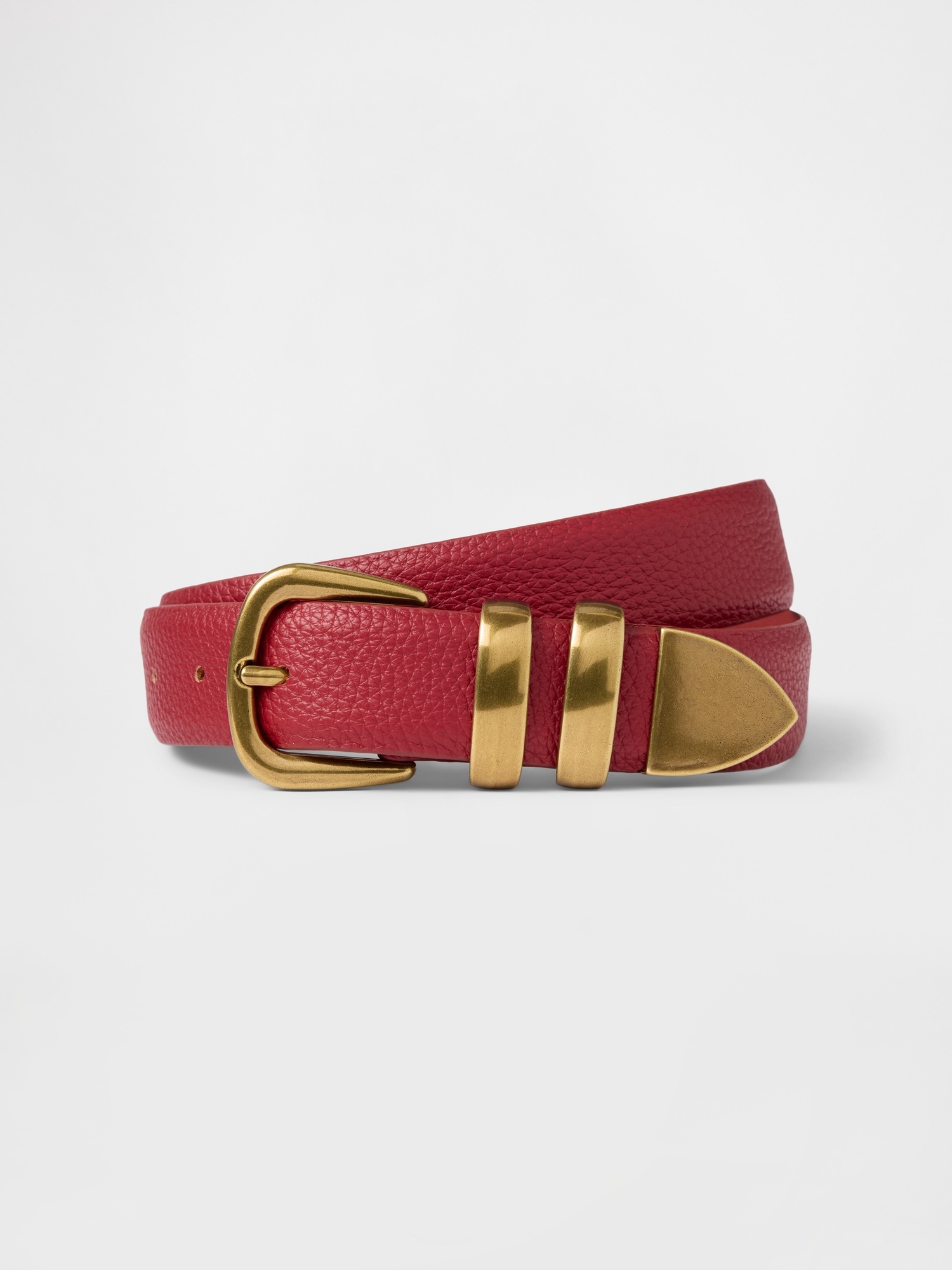 Gap Vegan Leather Pebble Belt In Sled Red