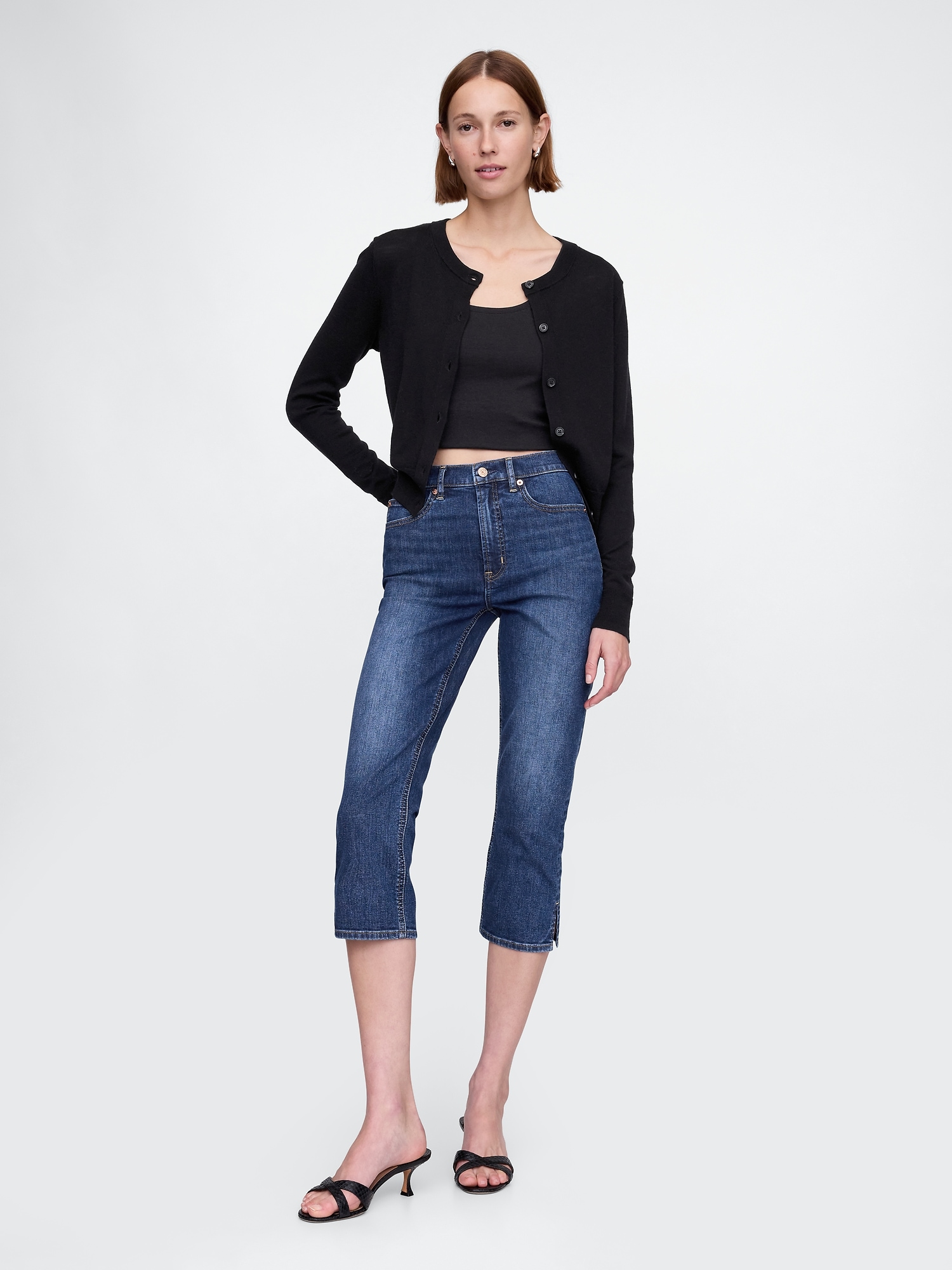 Gap High Rise Capri Jeans In Dark Indigo