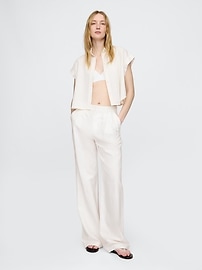 Linen-Blend Cropped Shirt
