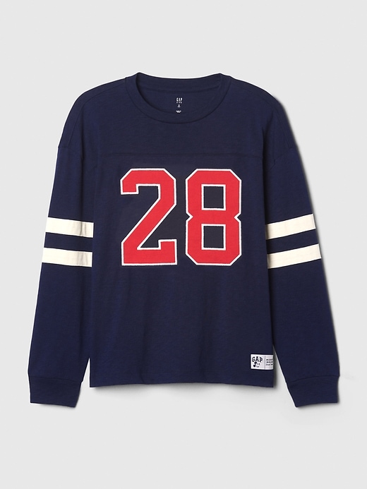 4 of 8 showing, with the color navy uniform of product Gap × Disney Kids Varsity Jersey T-Shirt