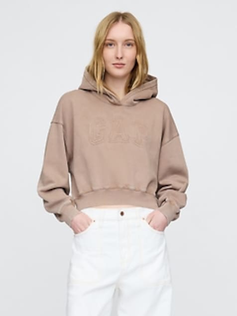 VintageSoft Crop Logo Hoodie