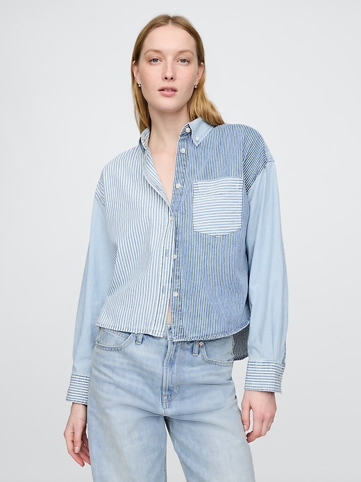 Image number 1 showing, Denim Cropped Big Shirt