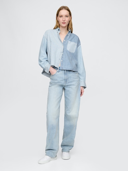 Image number 3 showing, Denim Cropped Big Shirt