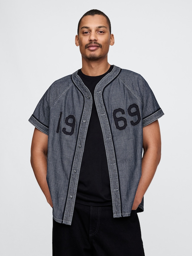 Denim 1969 Logo Baseball Jersey