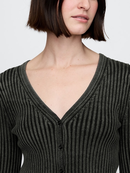 Image number 4 showing, Cropped Plaited Rib Cardigan
