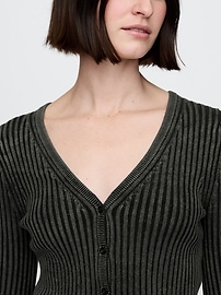 100% Cotton Cropped Plaited Rib Cardigan