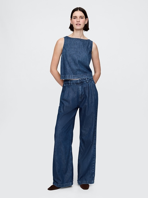 Image number 3 showing, UltraSoft Denim Cropped Shell Tank Top