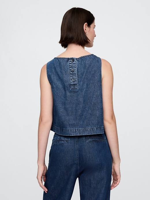 Image number 2 showing, UltraSoft Denim Cropped Shell Tank Top