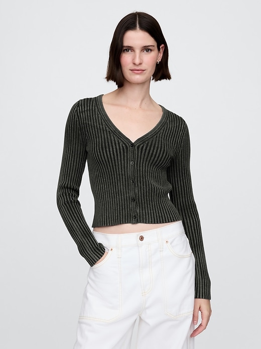 Image number 1 showing, Cropped Plaited Rib Cardigan