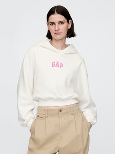 VintageSoft Crop Logo Hoodie