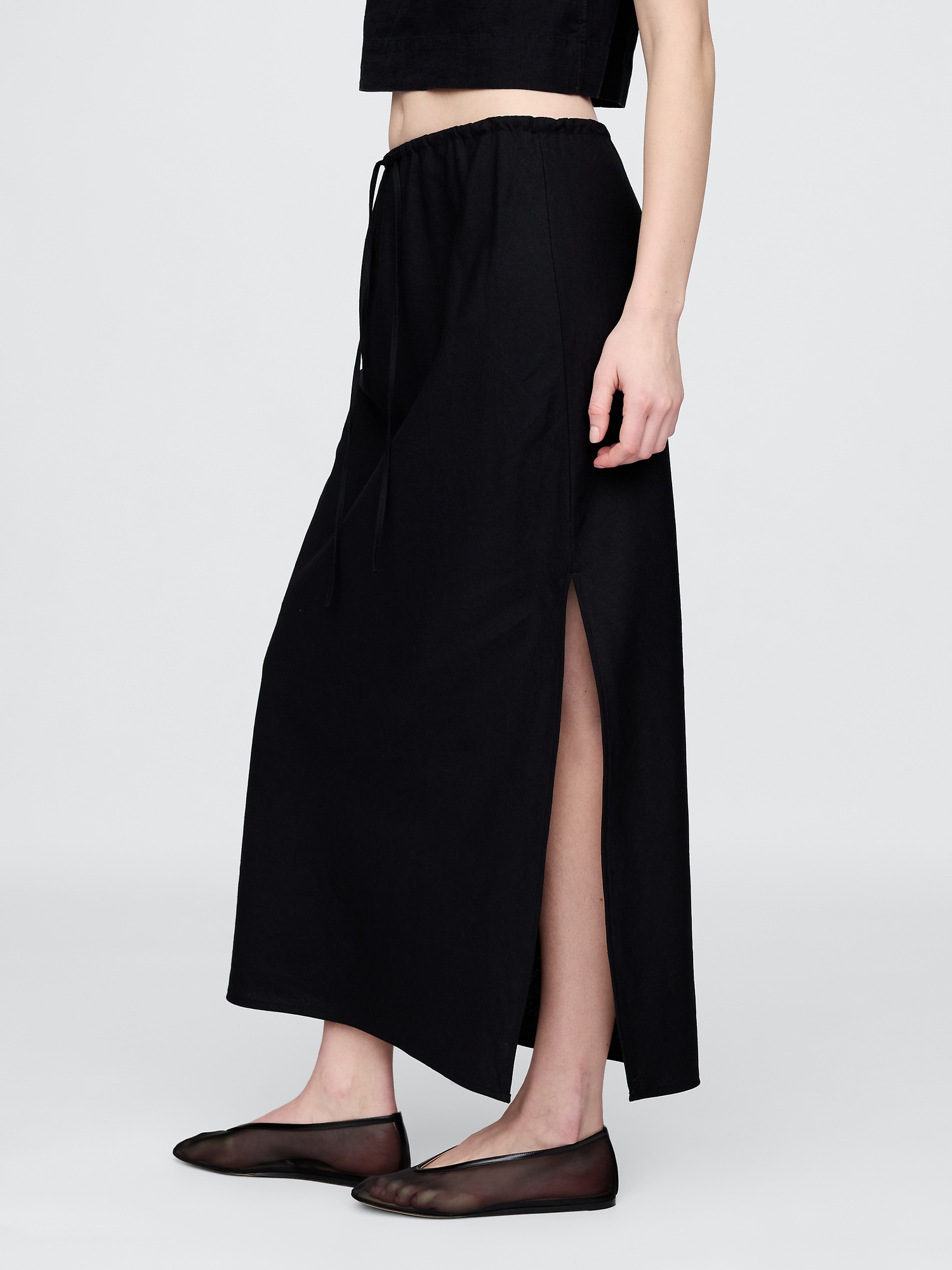 Женские юбки Gap Linen-Blend Midi Skirt — фото 3