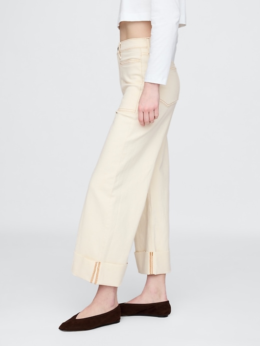 Image number 3 showing, High Rise Stride Wide-Leg Ankle Jeans