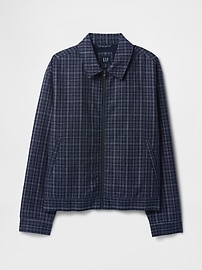Linen-Cotton Plaid Relaxed Jacket