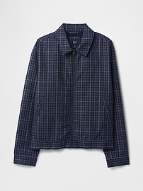 Linen-Cotton Plaid Relaxed Jacket