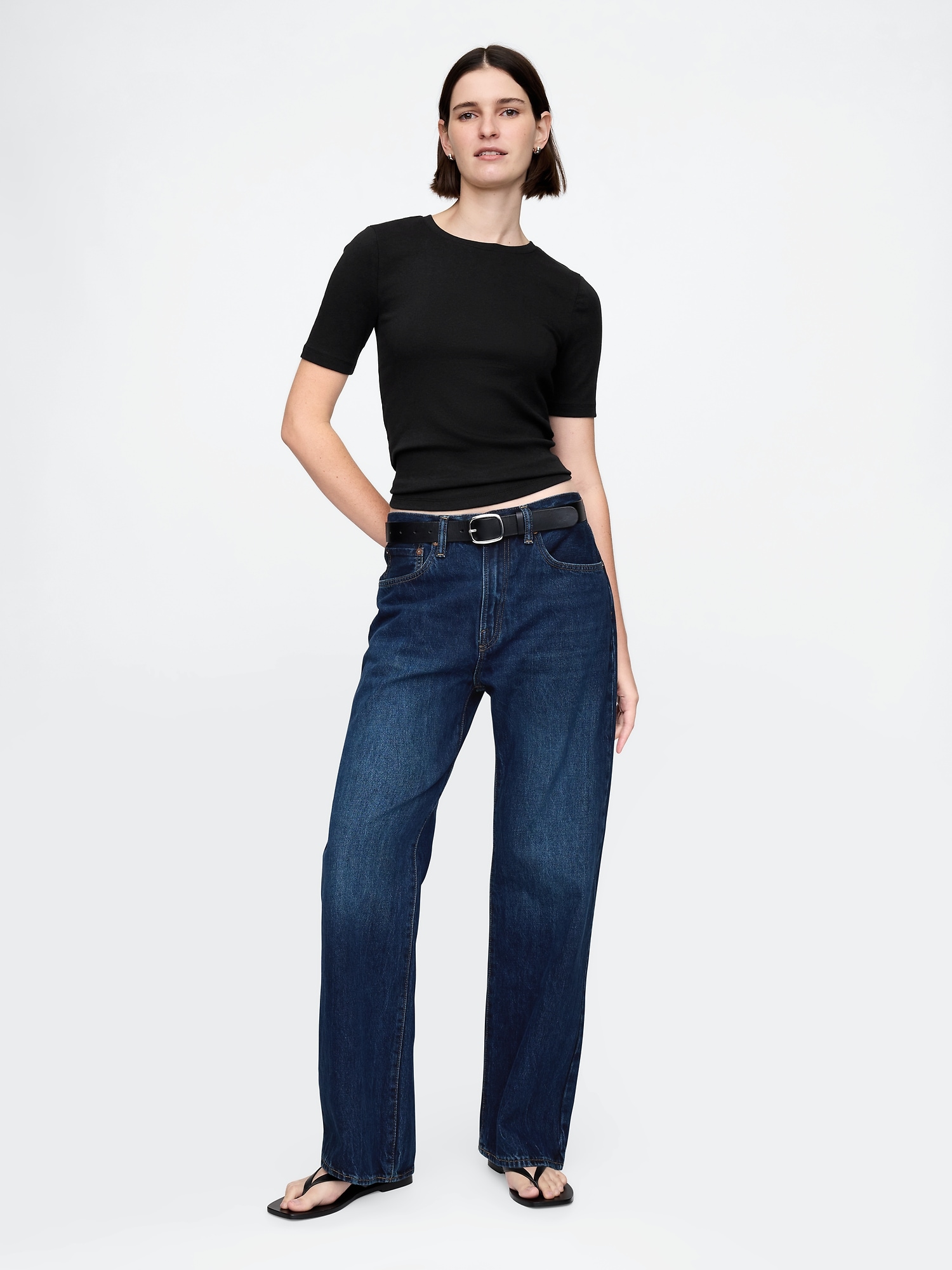 Женская футболка Gap Modern Crewneck, цвет: Чёрный — фото 2