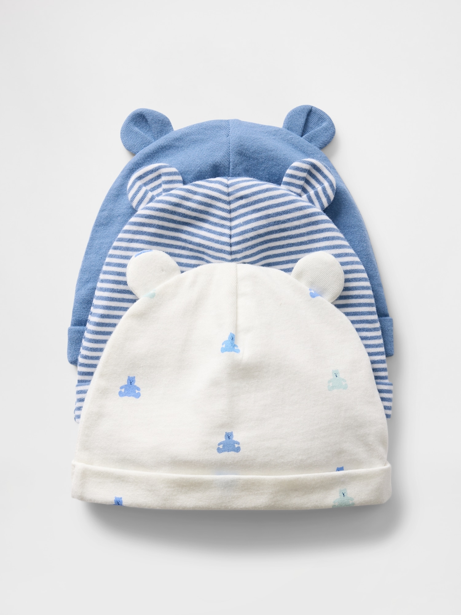 Shop Gap Baby First Favorites Organic Cotton Beanie (3-pack) In Soft Cornflower Blue