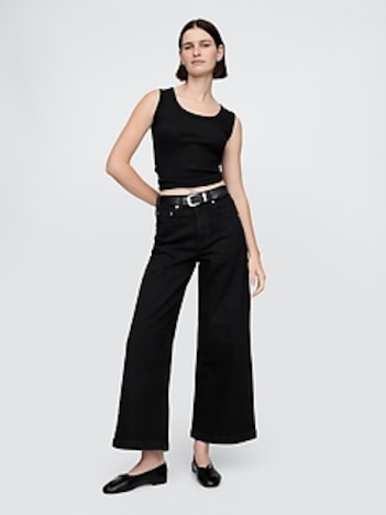 High Rise Stride Wide-Leg Ankle Jeans
