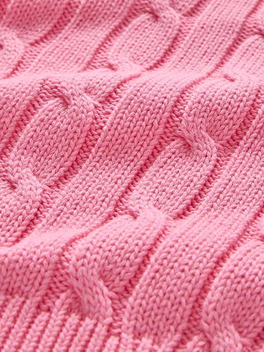 Image number 4 showing, 100% Cotton Cable-Knit V-Neck Sweater