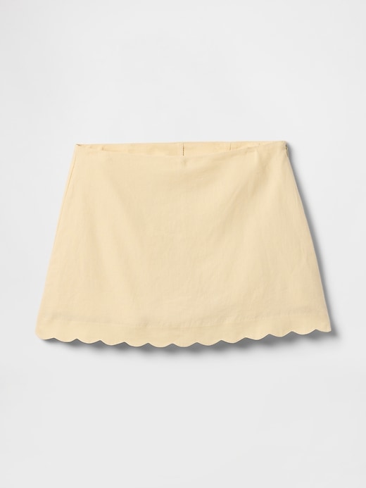 Image number 5 showing, Linen-Blend Scalloped Mini Skort