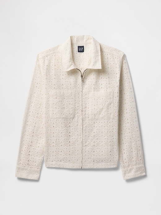 Image number 5 showing, Poplin Eyelet Full-Zip Pocket Shirt