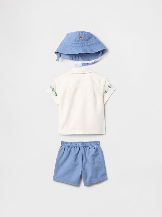 Baby Linen-Cotton Embroidered Outfit Set