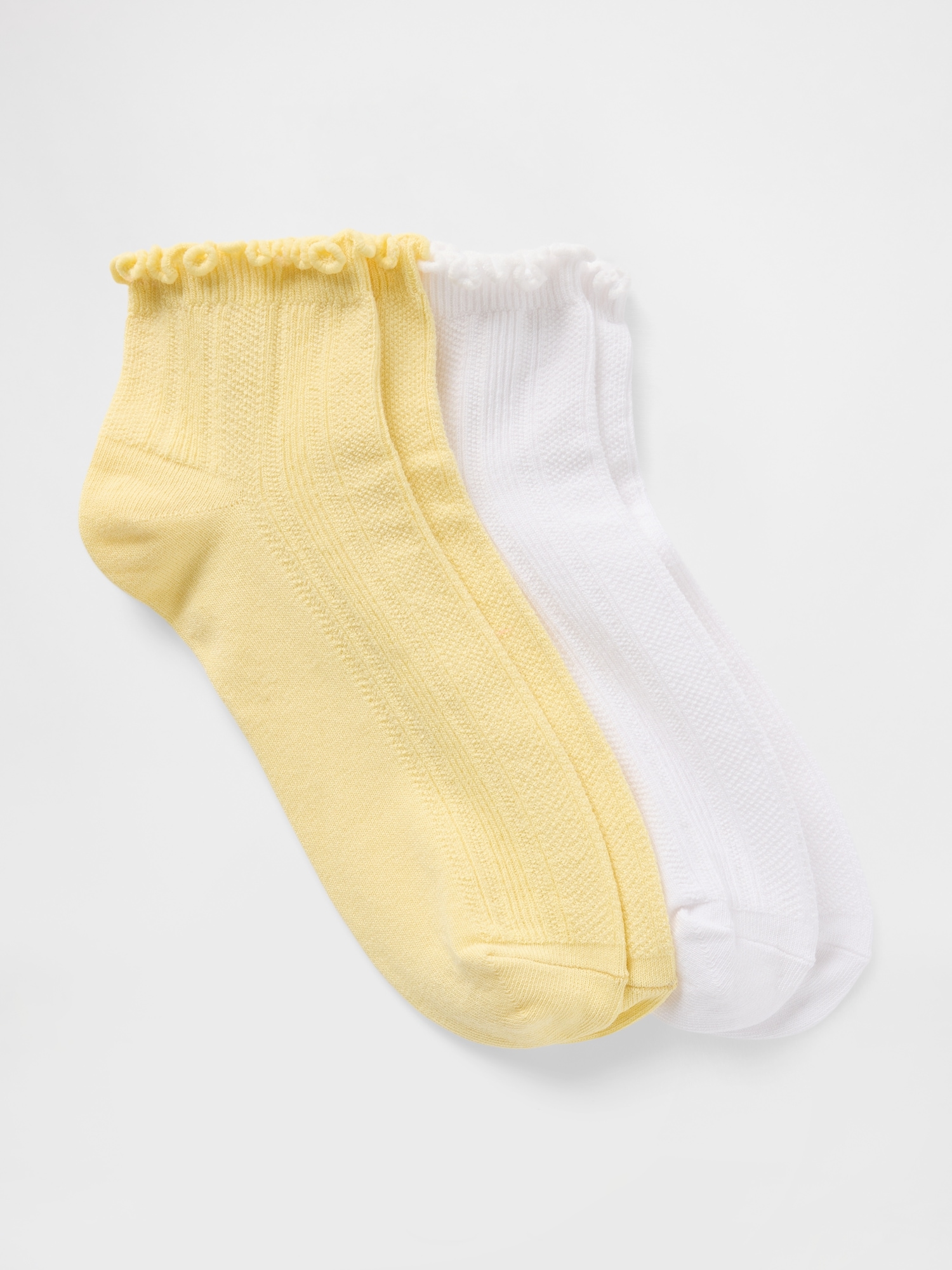 Ruffle-Trim Ankle Socks (2-Pack) - Yellow