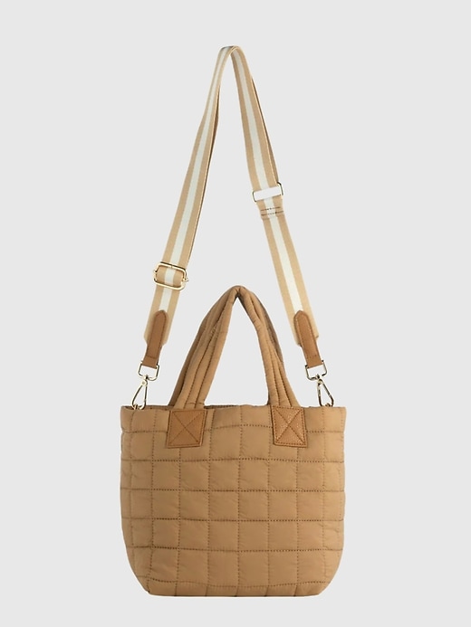 1 of 8 showing, with the color TAN of product Shiraleah Ezra Quilted Nylon Mini Tote Cross-Body