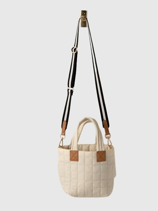 2 of 8 showing, with the color IVORY of product Shiraleah Ezra Quilted Nylon Mini Tote Cross-Body