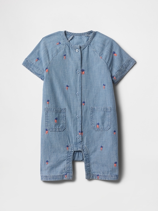 Image number 1 showing, Baby Peter Rabbit™ Chambray Shorty One-Piece