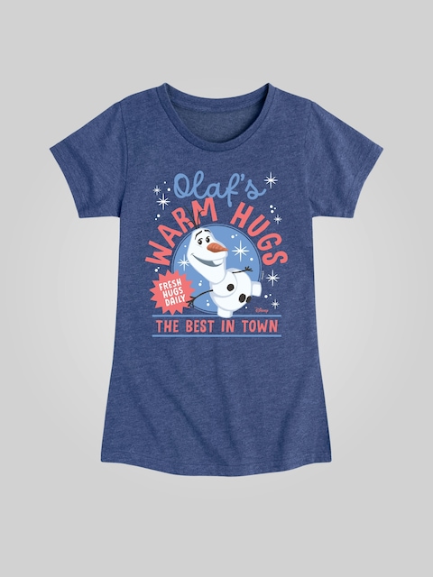 Kids Frozen Olafs Warm Hugs Best in Town Fitted Short Sleeve Graphic Tee