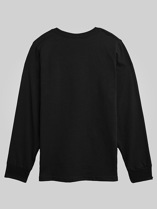 2 of 8 showing, with the color BLACK of product Kids NASCAR Historical Logos Stacked Long Sleeve Graphic Tee