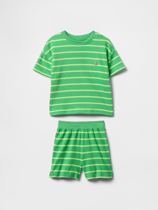 Image number 2 showing, Baby & Toddler Terry Textured Stripe Outfit Set
