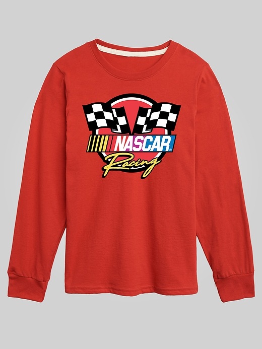 1 of 8 showing, with the color Red of product Kids NASCAR Racing Logo Long Sleeve Graphic Tee