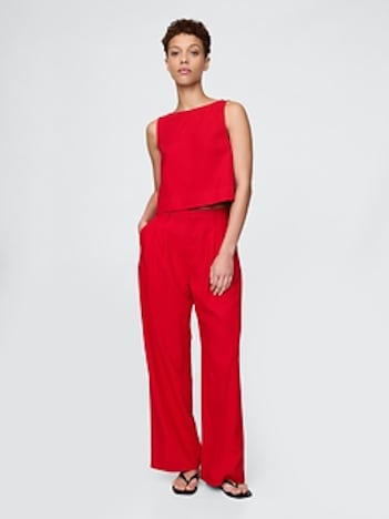 365 High Rise Linen-Blend Trousers