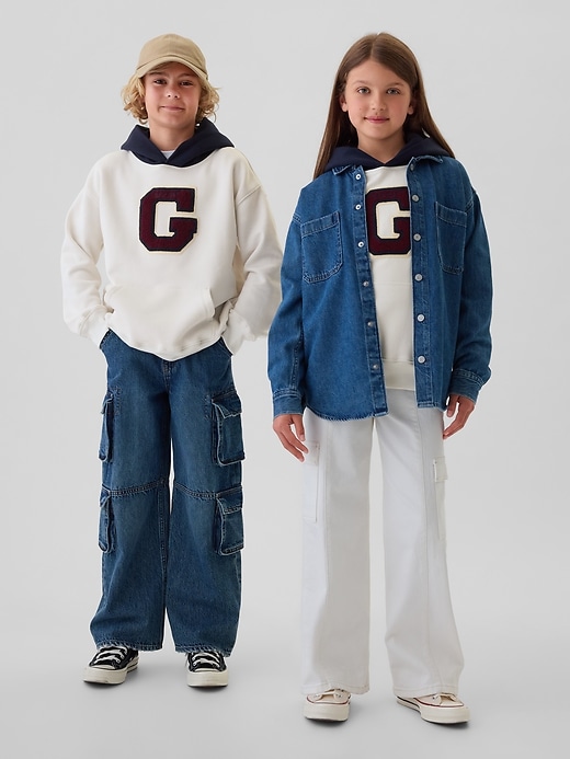 2 of 8 showing, with the color carls stone of product Kids VintageSoft Varsity Hoodie