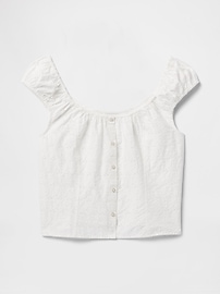 Cap-Sleeve Eyelet Top