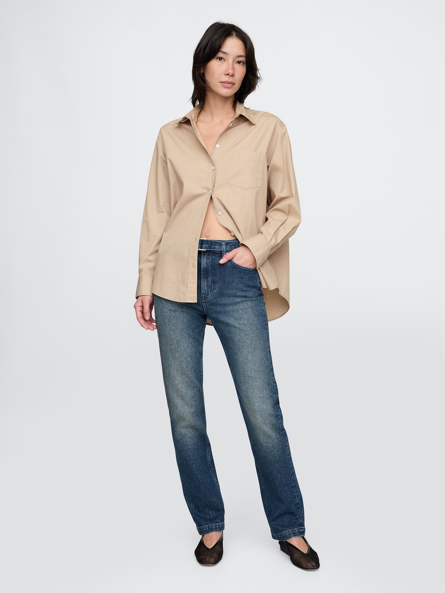 High Rise Belted '90s Straight Jeans