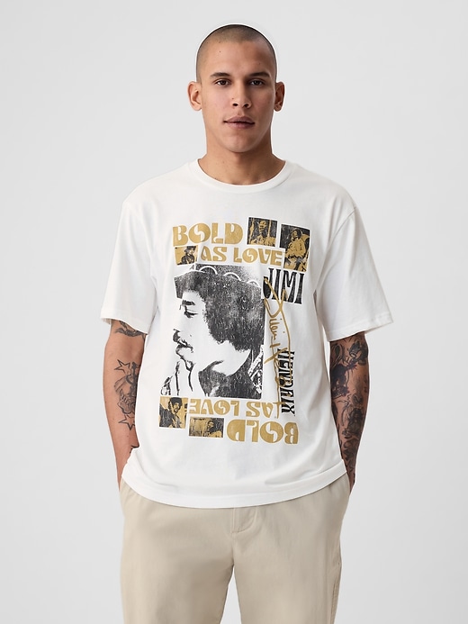 1 of 8 showing, with the color off white of product Jimi Hendrix Graphic T-Shirt