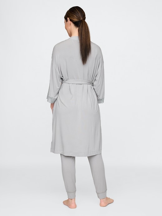 Image number 2 showing, Maternity Lace Trim Robe in Modal