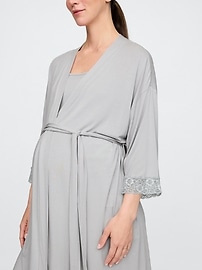 Maternity Lace Trim Robe in Modal