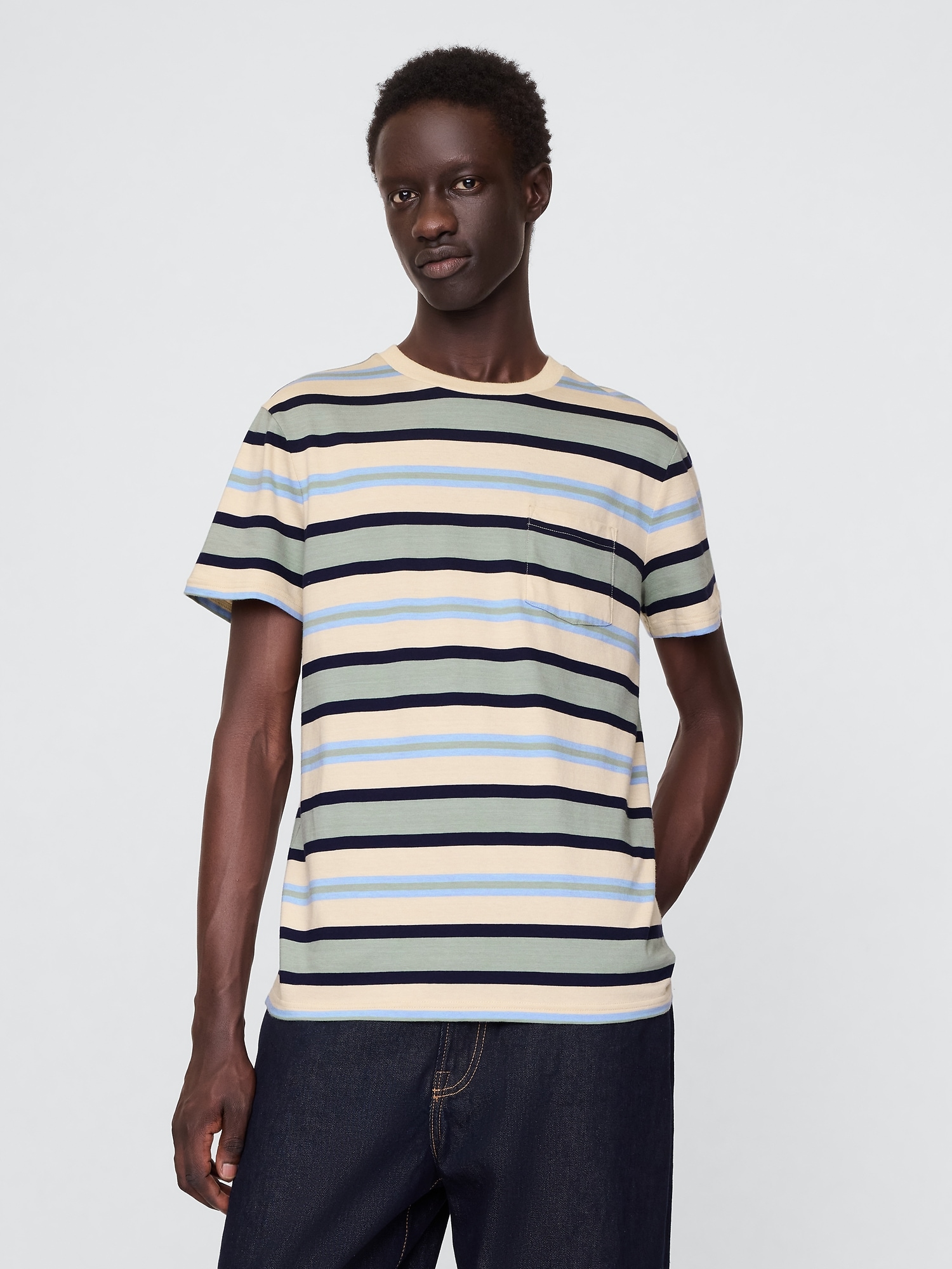 Organic Cotton Pocket T-Shirt - Beige