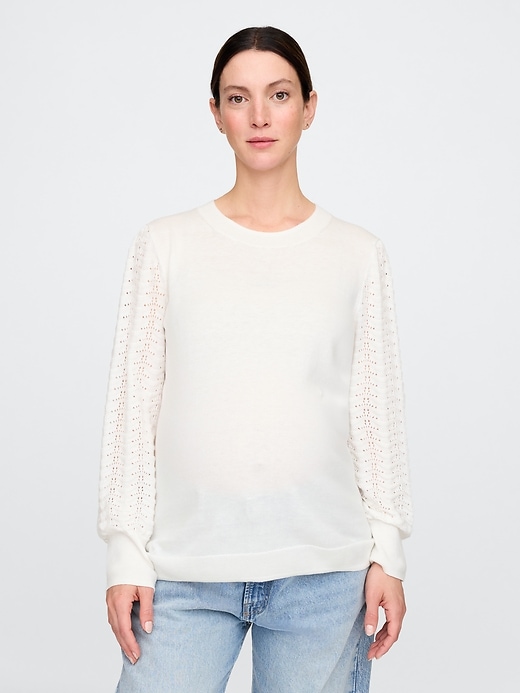 Image number 1 showing, Maternity Lightweight CashSoft Pointelle Sweater