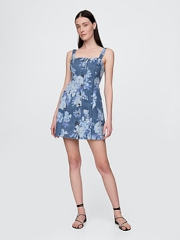 Denim Floral Mini Dress