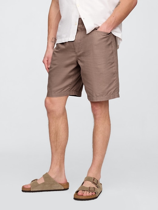 Image number 3 showing, 9" Linen-Cotton Easy Shorts