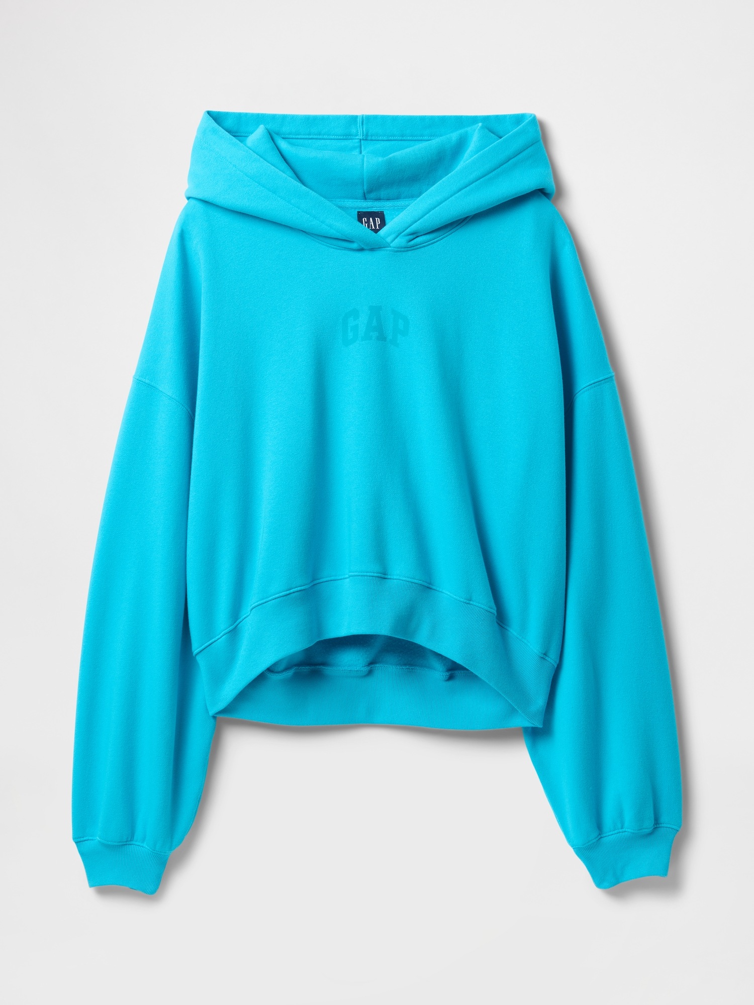 Gap Vintage Soft Arch Logo Cropped Hoodie In Cyan Blue
