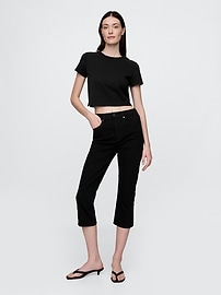 High Rise Capri Jeans - Black - View 6
